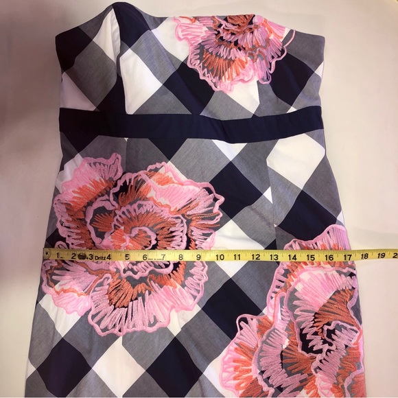 Vintage LILLY PULITZER Bowen Dress Gingham Embroidered Strapless Lined (6) - Picture 11 of 17